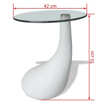Cam Yuvarlak Kahve Masası Sehpalar Oturma Odası Masaları için Üst Parlak Beyaz
