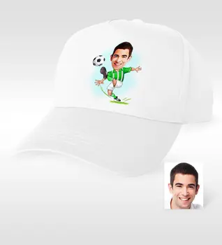 Kişiselleştirilmiş Mr Futbolcu Yeşil Beyaz Karikatür Beyaz Şapka-1
