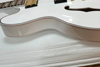 özel 6 dize beyaz gitar, 35 yarı hollow gitar, maun gövde, 4 anahtarı, altın düğme, beyaz bağlama