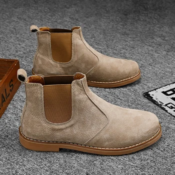 ıtalyan marka tasarımcısı erkekler lüks moda chelsea çizmeler domuz deri ayakkabı sonbahar kış bileğe kadar bot kovboy botas hombre botines
