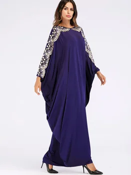 Nakış Müslüman Elbise Kadın Yarasa Kollu Boy Büyük Salıncak Abaya Türkiye Kaftan Robe Longue İslam Giyim Ramazan Elbiseler