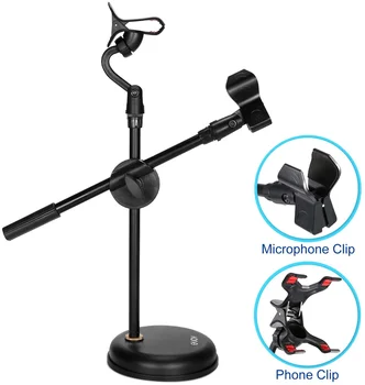 Akıllı Telefon Tutuculu Masaüstü Mikrofon Standı, Hızlı teslimat ile EXJOY Ayarlanabilir mikrofon standı