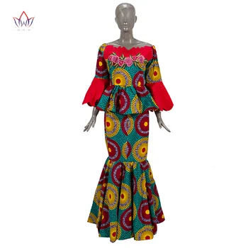 Bıntarealwx Afrika Etek Setleri Kadınlar ıçin Bazin Elegany Afrika Giyim Dashiki Çiçekler Geleneksel afrika kıyafeti WY3824