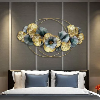 Yatak odası Oturma Odası Kanepe Arka Plan Dekorasyon Demir 3D Duvar Asılı Yeni Çin Ginkgo yaprağı Odası Dekorasyon Aksesuarları