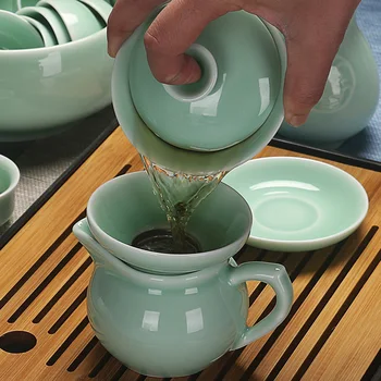 Yetişkinler Kung Fu çay seti Vintage Geleneksel Porselen Çin Kahve çay seti Demlik Töreni Hediyeler Tasse Bir Teaware HX50NU