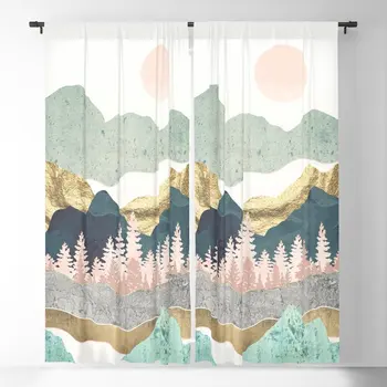 Yaz Vista Karartma Perdeleri 3D Baskı Pencere Perdeleri Yatak Odası Oturma Odası Dekor İçin pencere dekorasyonları