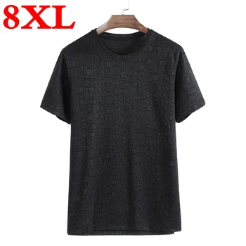 Yeni büyük 8XL 7XL 2020 T-shirt Erkek Tişörtleri Yaz Kısa Kollu Artı boyutu Adam Tshirt Siyah Üst Tee Buz ipek Gömlek