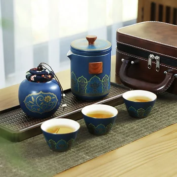 Çin Kung Fu Çay Bardağı Seti Seramik Hediye seti Vintage Taşınabilir Seyahat çay seti Çay Töreni Mutfak Juego De Tazas Teaware 60