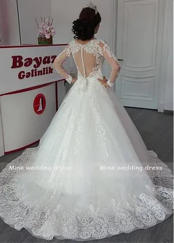 Uzun Kollu Boho düğün elbisesi V Boyun Dantel Aplikler Vintage Vestidos de Novia 2019 Geri Düğmesi Gelin elbiseleri Mariage
