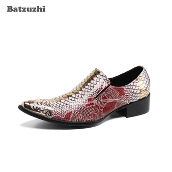 Batzuzhi Yeni tasarımcının Ayakkabı Erkekler Sivri Burun Moda Deri elbise erkek ayakkabısı Kişilik Zapatos Hombre için Parti ve Düğün