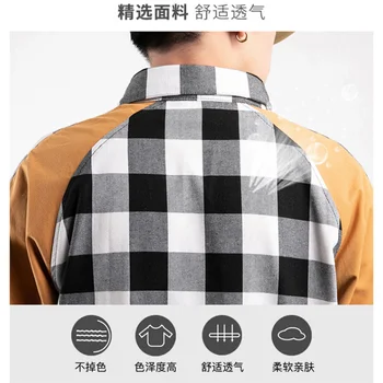 Erkek Giyim %100 % Pamuk Yeni Bahar Sonbahar Uzun Kollu Gömlek Genç Ekose Dikiş Renk Buzlu Kore Versiyonu Gevşek Üst