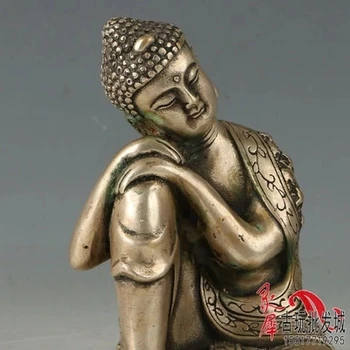 Antik bronzları saf bakır gümüş kaplama Uyku Buda Tathagata Buda heykeli