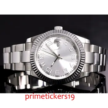 Beyaz kadran mavi / beyaz işaretleri 40mm parnis paslanmaz çelik kayış otomatik hareket mens watch P27