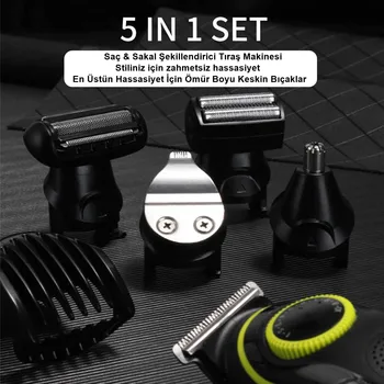 YP 6171 Saç & Sakal Şekillendirici Tıraş Makinesi Erkek Bakım Seti 5 in 1 Ultimate