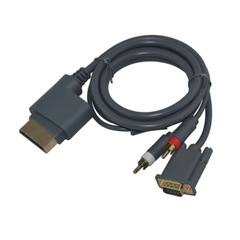 100 pcs Yüksek Kalite HD VGA + 2 RCA Kablosu Ince Video Ses AV PC monitörü VGA kablo kordonu Connecter İçin Microsoft için Xbox 360