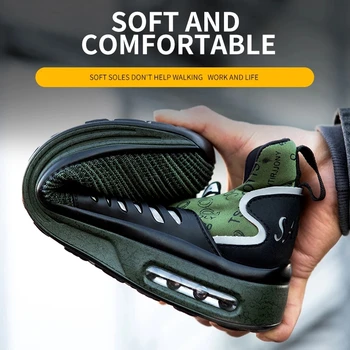 Yeni stil erkek güvenlik ayakabı çelik burunlu rahat erkek botları iş yıkılmaz ayakkabı delinmeye dayanıklı iş sneakers