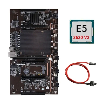 NEW - H61 BTCX79 Madenci Anakart ile E5 2620 V2 CPU + Anahtarı Kablosu LGA 2011 DDR3 Desteği 3060 3070 3080 GPU için BTC Madencilik