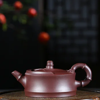 Yixing tarafından tavsiye edilir manuel soyunup cevher bambu eğlenceli mor kil pot çay potu kung fu çay çay seti hediye