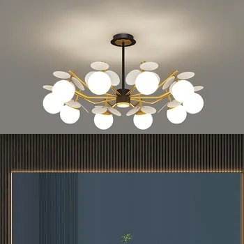 Iskandinav Modern LED Avize Yatak Odası Oturma Odası Salonu için Siyah Altın cam küre Tavan ışık Lambası iç mekan aydınlatması Fikstür