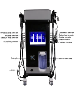 8 in 1 Hydrafacial Oksijen Jet Aqua Soyma Makinesi Mikrodermebrazyon Cilt Gençleştirme Cryo Yüz ve Göz Kaldırma Güzellik Araçları