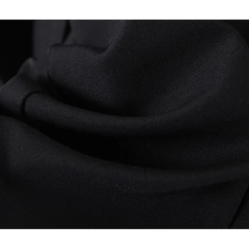 Za 2021 Chic Siyah Ofis Lady Mini Blazer Elbise Uzun Kollu V Boyun Çift Düğme Sashes Elbise Moda Sonbahar Zarif Vestidos