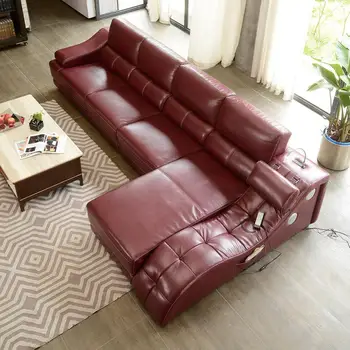 Living room Sofa set диван мебель кровать muebles de sala L shape massage leather sofa cama puff asiento sala futon