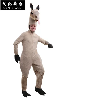 Kahverengi Alpaka Llama Alpacos Yamma Deve Maskot Kostüm Yetişkin Çizgi Film Karakteri Cosplay süslü elbise Cadılar Bayramı Partisi Tulumlar