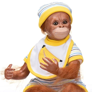 45 CM Reborn Baby Doll Orangutanlar Premie Boyutu Sevimli Maymun El Yapımı Detaylı Boyama Tahsil Çocuklar için Doğum Günü Hediyeleri