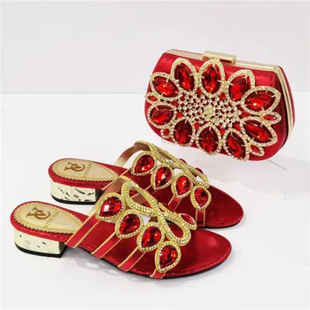 Yeni Varış Ayakkabı ve Çanta Seti Moda Altın Afrika Ayakkabı ve Çanta Rhinestones ile Dekore Muhteşem İtalyan Bayanlar Sandalet