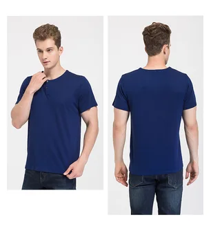 Yeni üst sınıf ipek gevşek kısa kollu t-shirt erkek ipek rahat yuvarlak boyun T-shirt