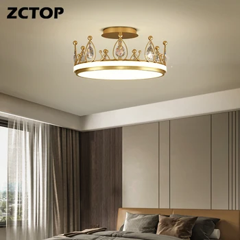 Modern Altın Kristal Tavan aydınlatma armatürleri Oturma Yemek Odası Yatak Odası için AC110-220V Avize Tavan Lambası LED iç mekan aydınlatması