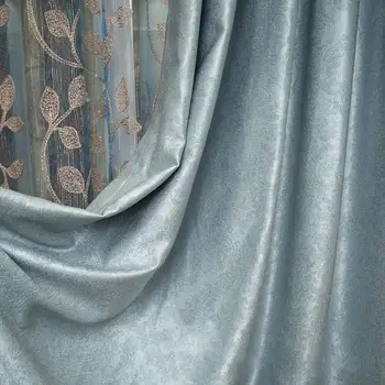 Yeni Ücretsiz kargo Gri yeşil mavi kabartma cortinas Lüks Avrupa Perde bitmiş perde tül levha valance Boncuk perdeler