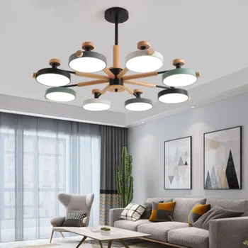 Modern iskandinav ahşap ahşap basit tasarımcı kolye lamba avizeler otel oturma odası yatak odası için