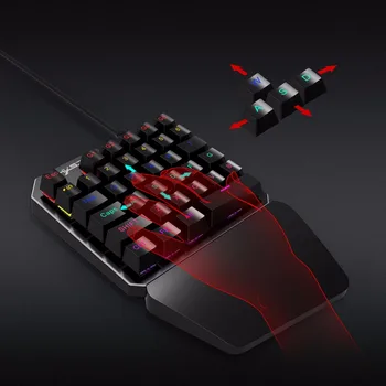 HXSJ Yeni Tek Elle Mekanik Klavye 35 Anahtar Oyun Klavyesi Renkli Parlayan Mini Klavye Dizüstü PC için Uygun