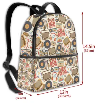 Müzik Retro desen sırt çantası moda sırt çantası genç öğrenciler okul çantası benzersiz öğrenci Bookbag için