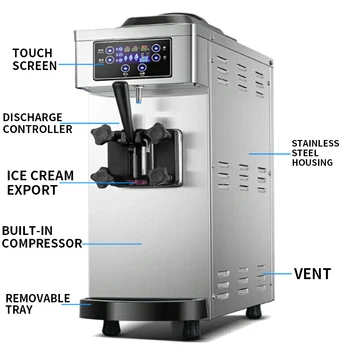 Ticari dondurma makinesi yumuşak dondurma makinesi dondurma makinesi koni dondurma makinesi masaüstü tek kafa