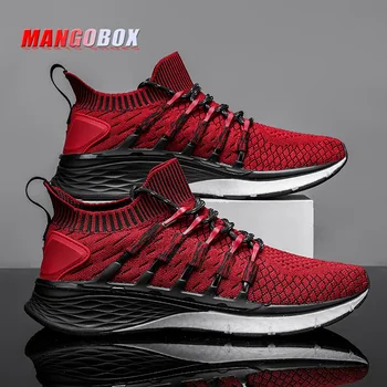 En Çok Satan Takip Ayakkabı Erkekler için Kırmızı Siyah Yalınayak koşu ayakkabıları Marka Moda Erkek Spor Ayakkabı Kaymaz Spor Sneakers Erkekler