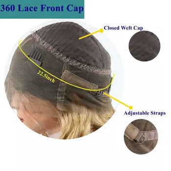 Ombre Kahverengi Kısa Bob Düz 360 Dantel Ön Peruk HD Şeffaf Dantel Ön İnsan Saç Peruk Ön Koparıp Doğal Bakire