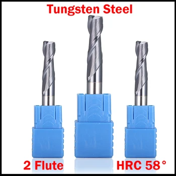 18mm 20mm OD Tungsten Karbür TiAIN Kaplı 2 Flüt HRC58 CNC Kesme Aracı Yönlendirici Bit freze kesicisi Düz End Mill