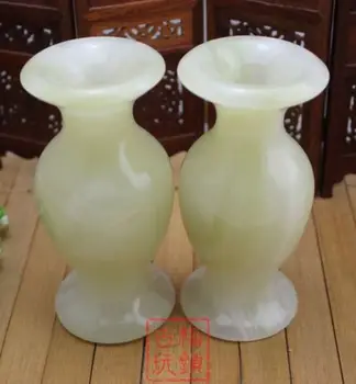 Bir çift Nefis Çin Antika koleksiyonu Doğal Afganistan yeşim süs vazo