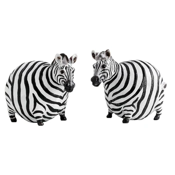 2 Adet Zebra Reçine Hayvan Figürleri Süsler Hayvan Modeli masa dekoru Ev Dekorasyon Aksesuarları Modern Oda Dekorasyon