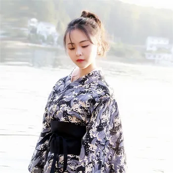 Japon Kimono Bornoz Retro Tarzı Geleneksel Bayanlar Haori Kimono Yukata Baskılı Buket Bel Elbise 2022 Yeni