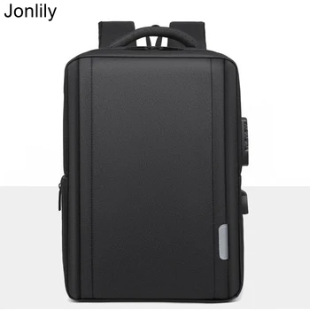 Jonlily erkek Naylon Anti-hırsızlık Kod Kilidi Laptop Çantası USB Şarj Portu İle Yüksek Kapasiteli Bussiness Gidip Sırt Çantası-KG401