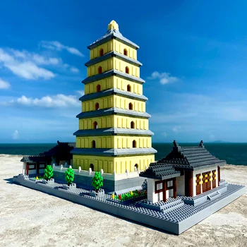 Dünya Mimarisi Antik Vahşi Kaz Pagoda Kulesi 3D Mini Elmas Blokları Tuğla Yapı Oyuncak Çocuk Hediye ıçin hiçbir Kutu