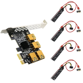 PCI-E Genişletme Kartı Bir Dört USB PCI-E 1X PCI-E 16X 6pin Grafik Uzatma Kablosu Genişletme Kartı BTC Madencilik için