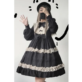 Tatlı Lolita Elbise Yeni Vintage Japon Elbise Kawaii viktorya dönemi tarzı elbise Kawaii Kız Gotik Lolita Op Çünkü Loli Cosas Kawaii SL2945