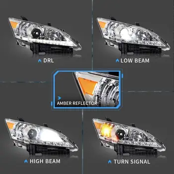 Lexus ES350 2007-2012 ıçin far takımı Far LED DRL ıle Hareketli Dönüş Sinyali Çift Işın Lens Araba Aksesuarları
