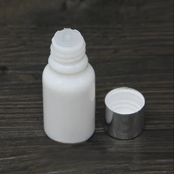Mini ambalaj opal cam şişe 10ml, gümüş kapaklı beyaz iç tıpa şişesi