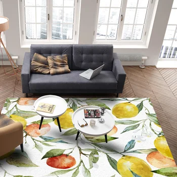 Greyfurt Limon Yaprakları Suluboya Resim Halı Yatak Odası Ev Dekor Halı Kawaii Kilim ve Halılar Ev Oturma Odası için