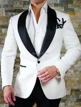 Kostüm Homme 2018 Yeni Moda Erkek Takım Elbise Slim Fit Parti Balo Giyim Elbise Iki Adet Set Damat Smokin Beyaz Düğün Takımları Erkekler Için